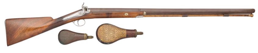 A 10 BORE PERCUSSION GUN SIGNED JOSEPH MANTON, MID-19TH CENTURY