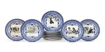 A SET OF EIGHTEEN ROYAL DOULTON 'GIBSON GIRL' SERIESWARE PLATES, CIRCA 1902-15