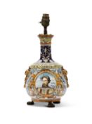A BLOIS (ULYSSE BESNARD) FAIENCE VASE MOUNTED AS A LAMP, CIRCA 1900