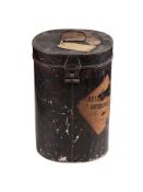 A VICTORIAN TOLEWARE HELMET TIN FOR AN OFFICER'S BEARSKIN