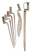 SIX BRITISH SOCKET BAYONETS, MOSTLY 19TH CENTURY