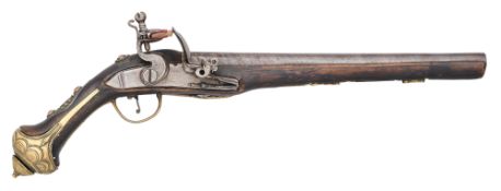 AN OTTOMAN 20 BORE FLINTLOCK HOLSTER PISTOL, 19TH CENTURY
