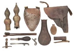 A GROUP OF VARIOUS ITEMS MOSTLY RELATING TO ANTIQUE FIREARMS, MOSTLY 19TH CENTURY