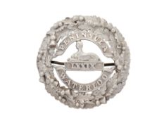 A 79TH CAMERON HIGHLANDERS OFFICER'S WHITE-METAL PLAID BROOCH, PRE-1881