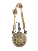 A NORTH AFRICAN (MOROCCAN) CIRCULAR POWDER-FLASK, LATE 19TH CENTURY