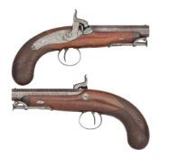 A PAIR OF PERCUSSION TRAVELLING PISTOLS BY W. POWELL, MID-19TH CENTURY