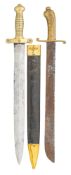 A FRENCH 1831 MODEL ARTILLERY SIDEARM, AND A GERMAN (SAXON) 1845 PATTERN PIONEERS SIDEARM,