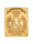 A RARE 63RD (WEST SUFFOLK) REGIMENT OF FOOT OFFICER'S SHOULDER BELT PLATE, CIRCA 1830-55