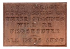 A CAST-IRON ESTATE SIGN, 20TH CENTURY