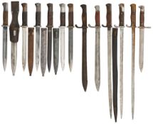 TWELVE GERMAN WWI AND WWII PERIOD BAYONETS