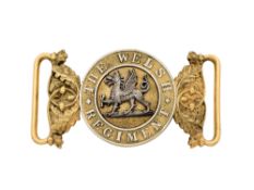 AN OFFICER'S INTERLOCKING WAIST BELT CLASP OF THE WELSH REGIMENT, CIRCA 1881-1902