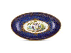 A SEVRES-STYLE BLUE-GROUND OVAL DISH, LATE 19TH CENTURY