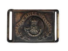 AN INTERLOCKING WAIST BELT PLATE OF THE NORFOLK RIFLE VOLUNTEERS OF RECTANGULAR FORM,