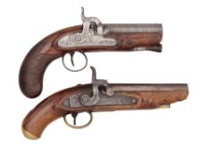 TWO PERCUSSION PISTOLS, THE FIRST SIGNED NEWSON, BOTH 19TH CENTURY