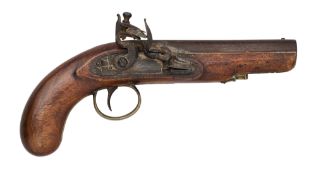 A 10-BORE FLINTLOCK TRAVELLING PISTOL BY ARNOLD & CO., PORTSMOUTH, CIRCA 1820