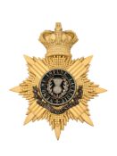 A ROYAL SCOTS OFFICER'S BLUE CLOTH HELMET PLATE, CIRCA 1881-1901