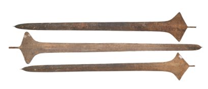 THREE CONGOLESE TOPOKE (LIGANDA OR DOA) CURRENCY SPEARS OR BLADES
