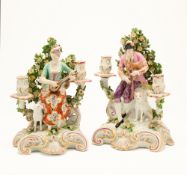A PAIR OF CONTINENTAL PORCELAIN FIGURAL CANDELABRA, PROBABLY SAMSON, LATE 19TH CENTURY