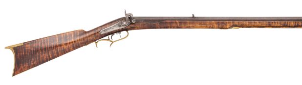 AN AMERICAN PERCUSSION PLAINS RIFLE, THE LOCK SIGNED PRICE, NEWLINE & CO., MID-19TH CENTURY