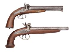 TWO CONTINENTAL PERCUSSION D.B. PISTOLS, MID-LATE 19TH CENTURY