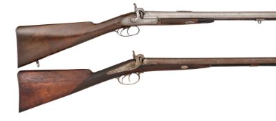 A SHORT-BARRELLED PERCUSSION D.B. COVERT GUN BY W. CHILD, COMBERBACK, AND A PERCUSSION