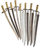SIX FRENCH CHASSEPOT 1866 MODEL BAYONETS, AND TWO FRENCH 1842 MODEL BAYONETS