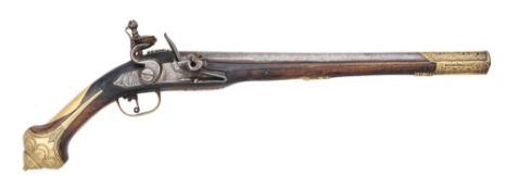 AN OTTOMAN 20 BORE FLINTLOCK HOLSTER PISTOL, 19TH CENTURY