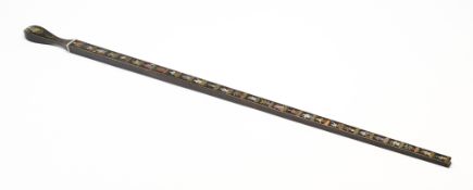A MOTHER-OF-PEARL INLAID LACQUER 'YARD' STICK, 19TH CENTURY