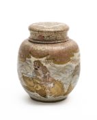 A JAPANESE SATSUMA JAR AND COVER, MEIJI PERIOD (1868-1912)