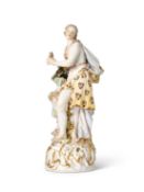 A MEISSEN PORCELAIN FIGURE EMBLEMATIC OF SPRING, LATE 19TH CENTURY