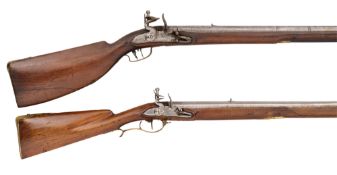 A GERMAN OR AUSTRIAN FLINTLOCK SPORTING RIFLE, AND A CONTINENTAL FLINTLOCK SPORTING GUN FOR BALL,