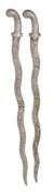 TWO INDIAN SWORDS, AND AN INDIAN PATA HILT, THE FIRST 19TH CENTURY, THE LAST PROBABLY 17TH CENTURY