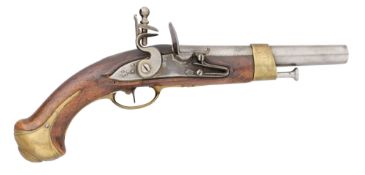 A HANOVERIAN 15 BORE FLINTLOCK MILITARY PISTOL UPDATED TO AN XIII TYPE, MID-18TH CENTURY AND LATER
