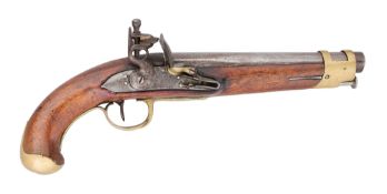 A FRENCH REVOLUTIONARY PERIOD 14 BORE FLINTLOCK PISTOL, LATE 18TH CENTURY
