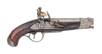 A LIÈGE 24 BORE FLINTLOCK FRENCH MODEL 1770 GENDARMERIE PISTOL, LATE 18TH CENTURY