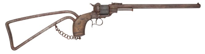 A 60 BORE PIN-FIRE SIX-SHOT REVOLVING CARBINE FOR EGYPTIAN CONSTABULARY, LATE 19TH CENTURY,