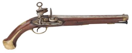 A SPANISH 13 BORE MIQUELET-LOCK MILITARY HOLSTER PISTOL, REIGN OF FERDINAND VII (1813-1833)