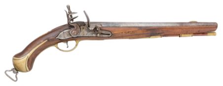A HANOVERIAN 13 BORE FLINTLOCK MILITARY HOLSTER PISTOL, MID-18TH CENTURY