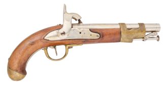 A DUTCH 15 BORE PERCUSSION MODEL 1820 MILITARY PISTOL, DATED 1844, REIGN OF WILLIAM II (1840-1849)