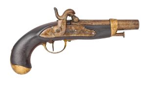 AN ITALIAN 22 BORE PERCUSSION MODEL 1820 MILITARY PISTOL SIGNED MAZZECCHI(?), ROMA, NO. 441,