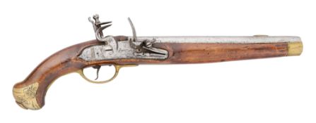A PRUSSIAN 14 BORE FLINTLOCK MILITARY HOLSTER PISTOL OF 1739/89 TYPE, REIGN OF FREDERICK II