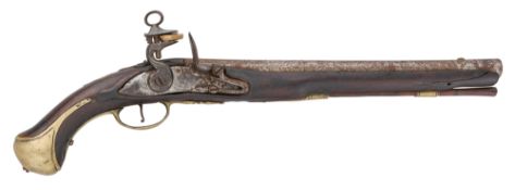 A SPANISH 16 BORE FLINTLOCK 1727 CONTRACT MILITARY HOLSTER PISTOL, REIGN OF PHILIP V (1700-1746)