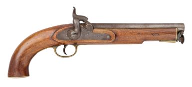 A 16 BORE PERCUSSION SERVICE PISTOL OF MODEL 1842 LANCER TYPE, PERHAPS FOR AUSTRALIAN CONSTABULARY,