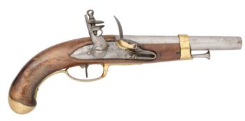 AN ITALIAN (BRESCIA) 14 BORE FLINTLOCK MILITARY PISTOL, REIGN OF NAPOLEON BONAPARTE (1805-1814)