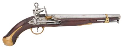 A SPANISH 12 BORE MIQUELET-LOCK MILITARY BELT PISTOL FOR MEXICO, LATE 18TH/EARLY 19TH CENTURY