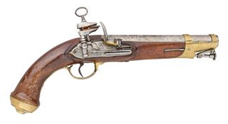 A SPANISH 14 BORE MIQUELET-LOCK MODEL 1814 ROYAL BODYGUARD PISTOL SIGNED ORIARTE, REIGN OF