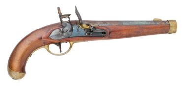 A RARE PRUSSIAN 22 BORE FLINTLOCK MODEL 1820/23 MILITARY PISTOL, REIGN OF WILLIAM II (1888-1918),