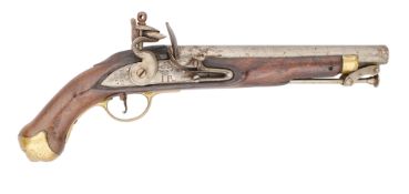 A PORTUGUESE 16 BORE FLINTLOCK MILITARY PISTOL, REIGN OF JOHN VI (1816-1826)