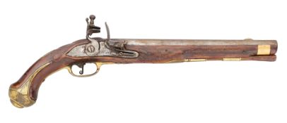 A GERMAN (WURTTEMBERG) 12 BORE FLINTLOCK MILITARY HOLSTER PISTOL, REIGN OF CHARLES EUGENE