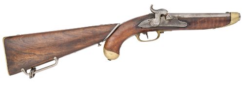 A GERMAN (BADEN) 13 BORE PERCUSSION PISTOL CARBINE WITH DETACHABLE SHOULDER-STOCK, REIGN OF LEOPOLD